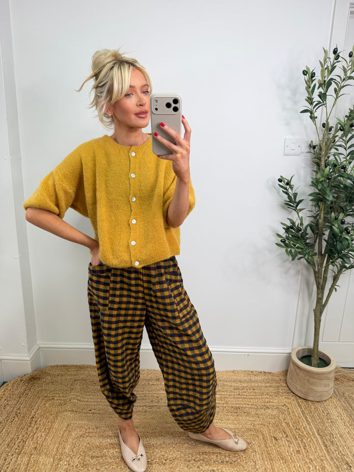 Kassia Cardigan - Mustard Short Sleeve