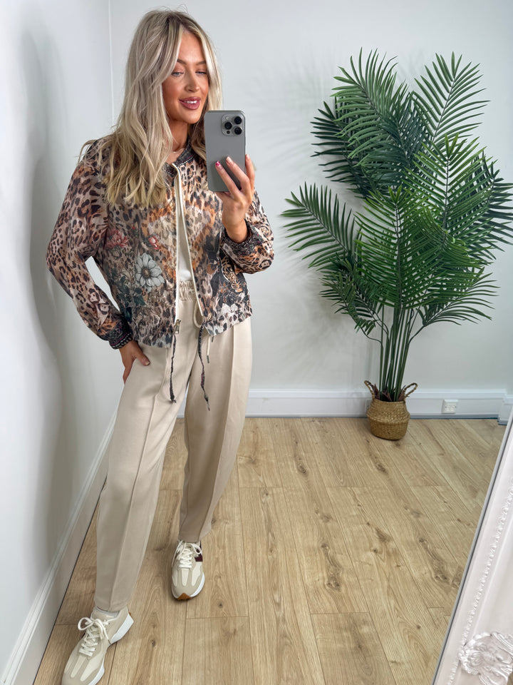 Floral Leopard Bomber Jacket