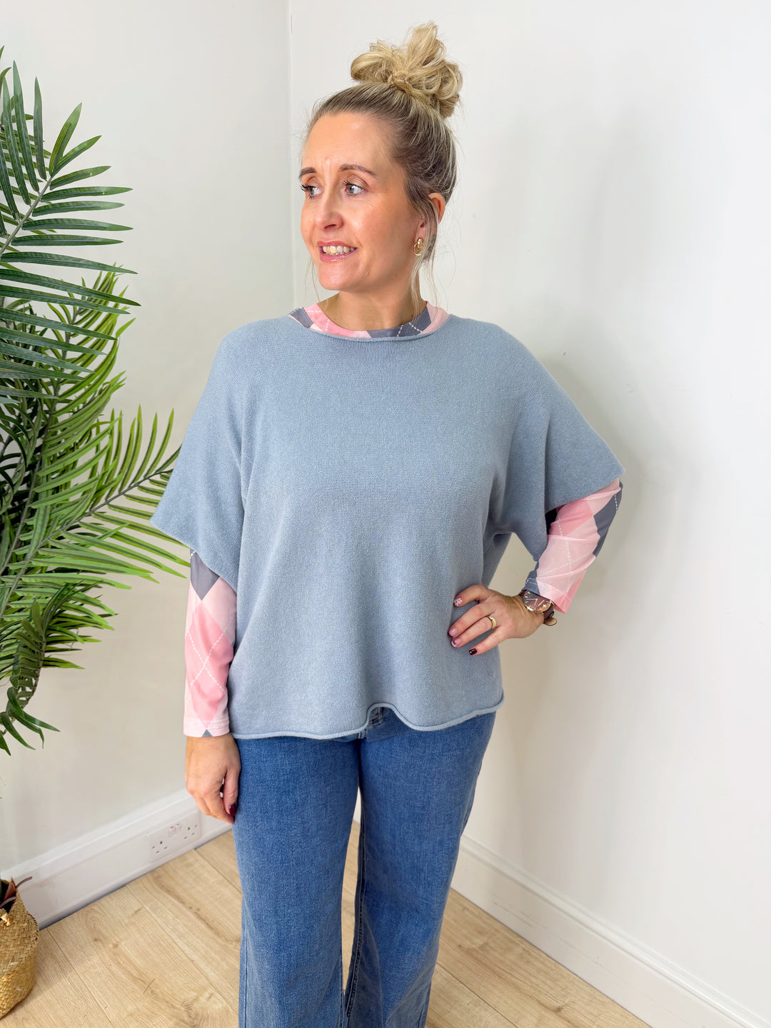 Argyle Mesh - Pink & Grey