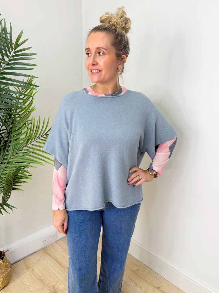 Argyle Mesh - Pink & Grey