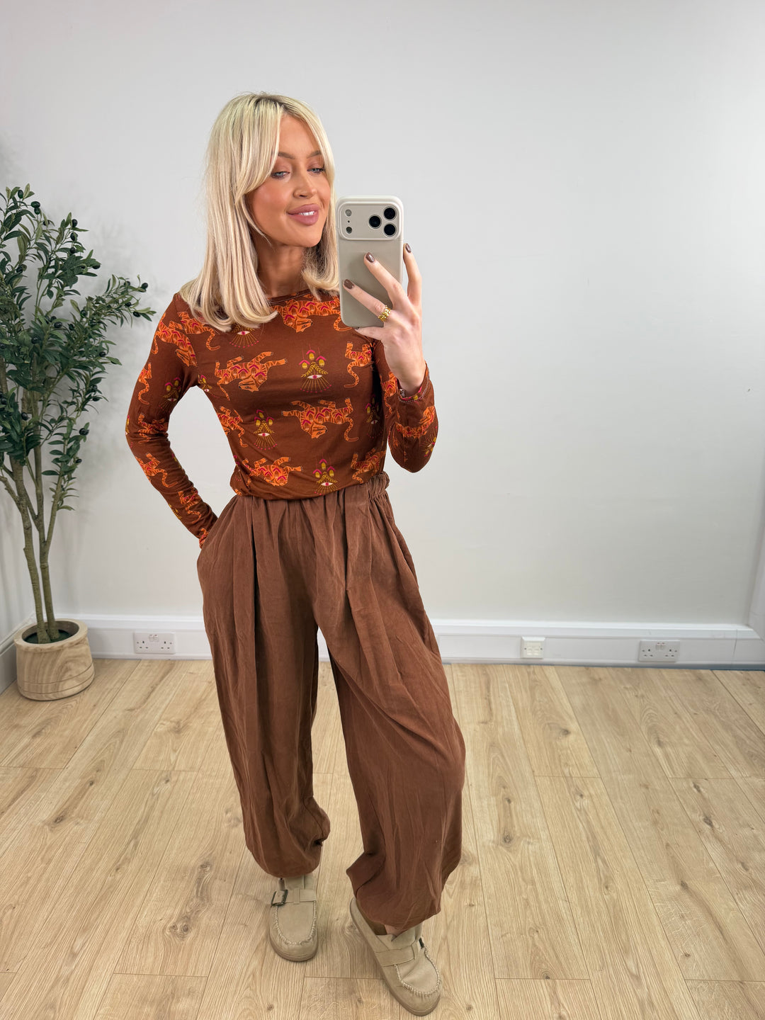 Cashmere Blend Top - Rust Tiger