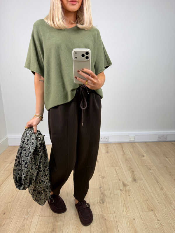 Barrel Leg Joggers - Chocolate