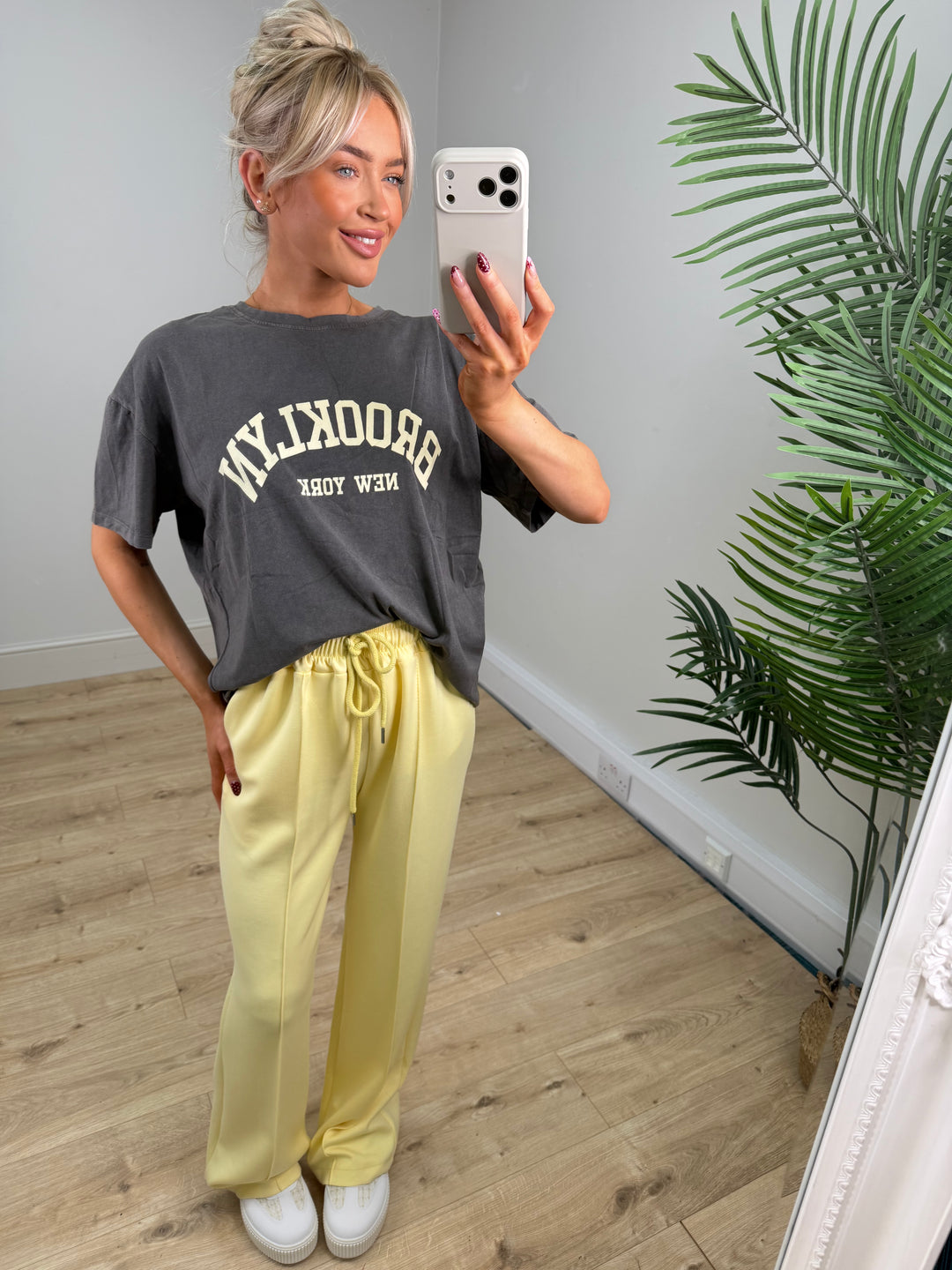 Brooklyn Tshirt - Charcoal & Lemon