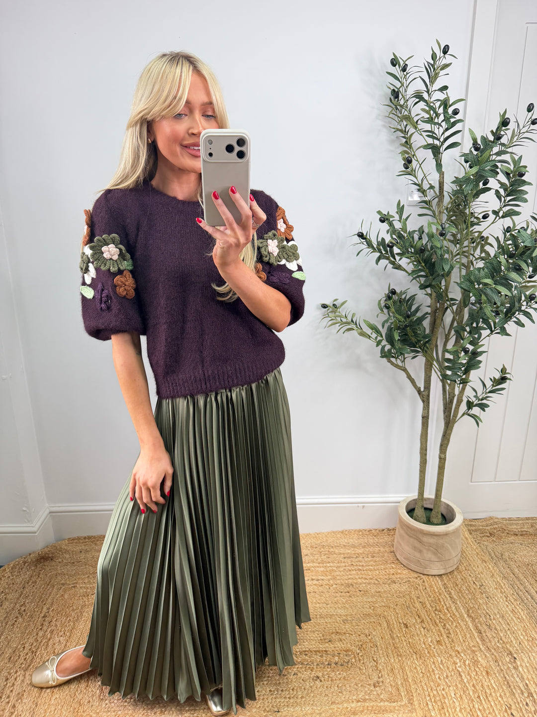 Jess Pleated Skirt - Khaki
