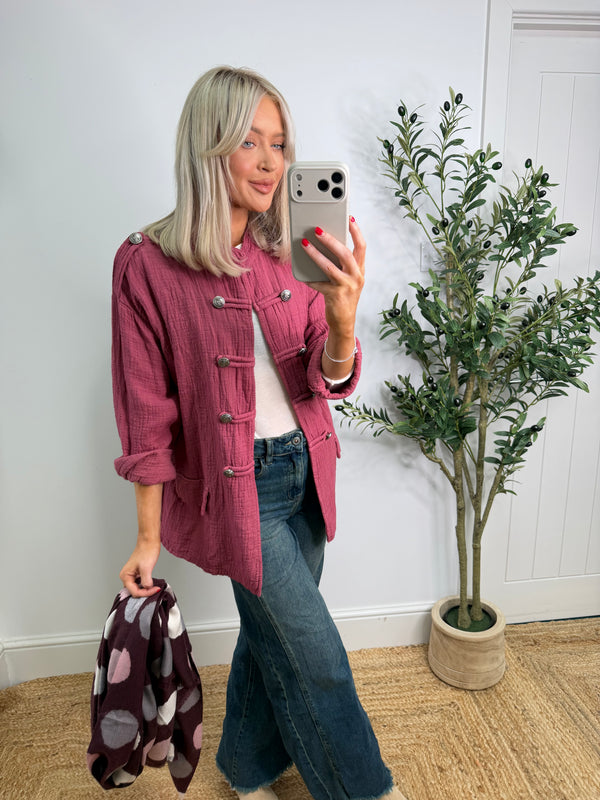 Cheesecloth Military Jacket - Raspberry