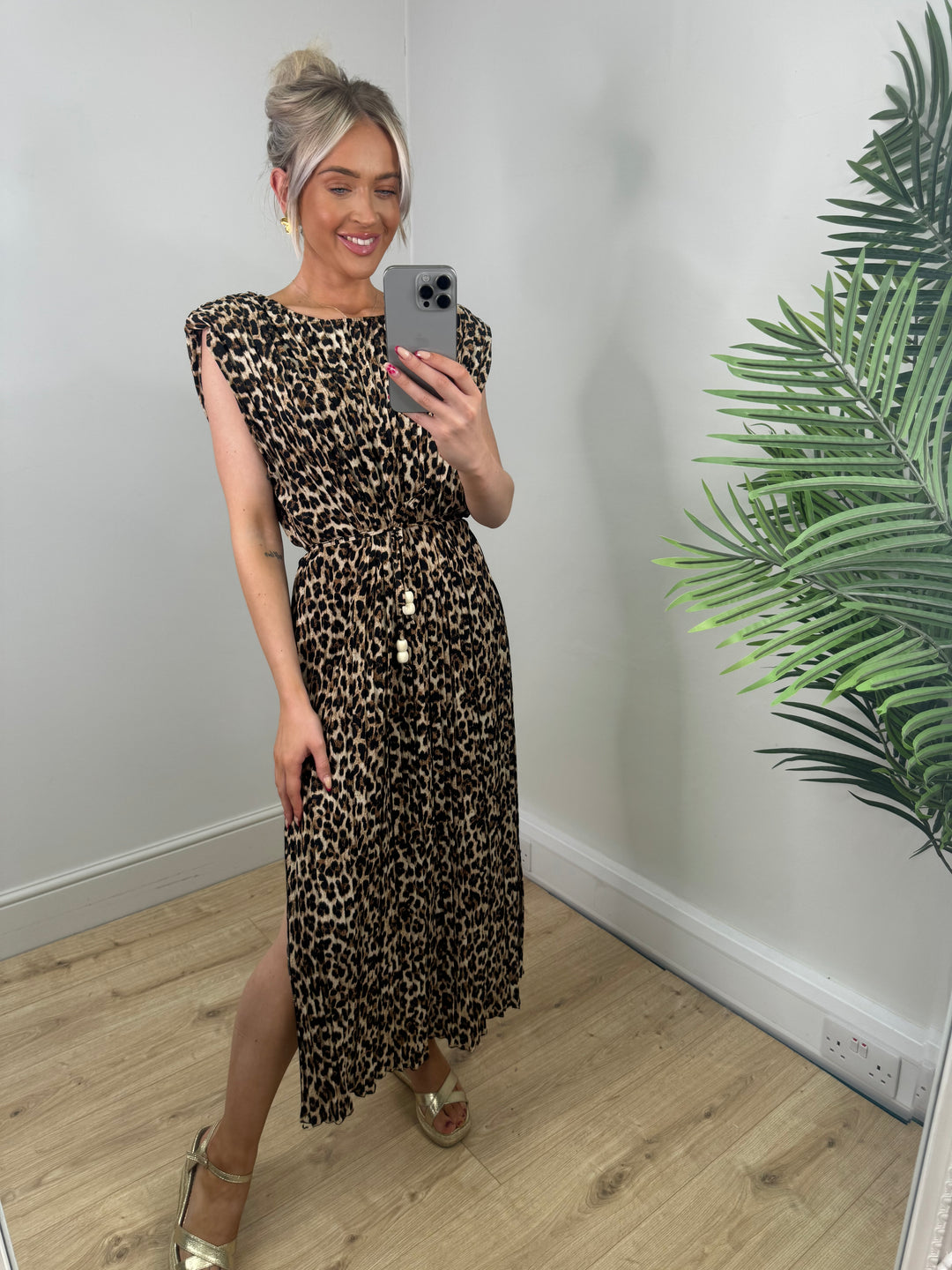 Blythe Pleated Dress - Leopard