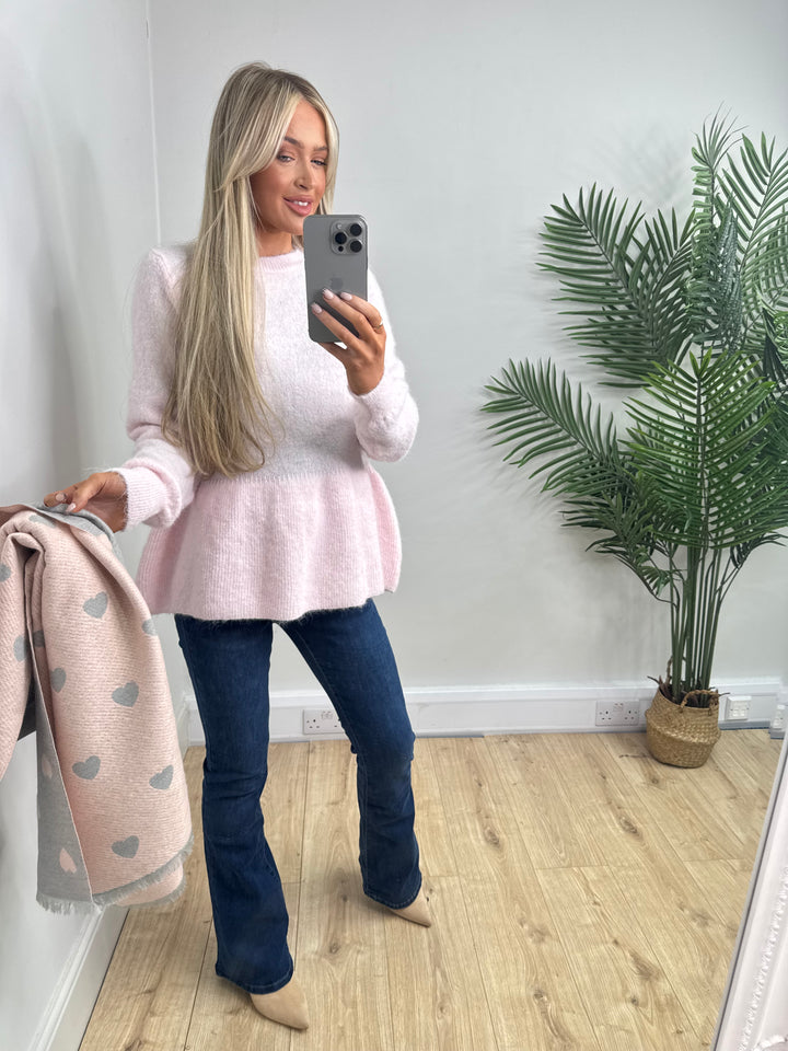 Bianca Peplum Knit - Baby Pink