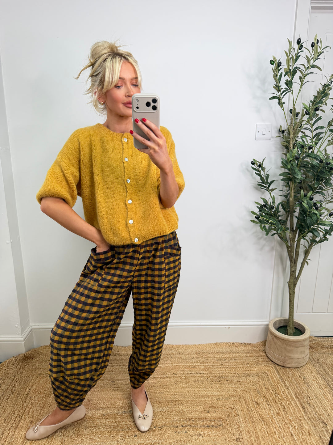 Kassia Cardigan - Mustard Short Sleeve