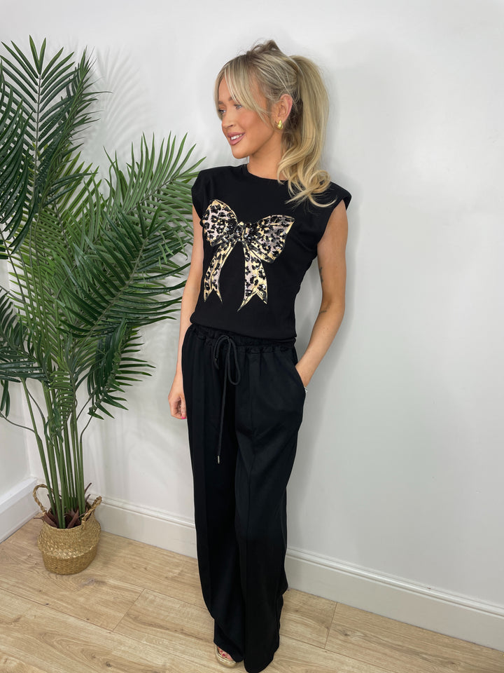 Leila Bow Top - Black