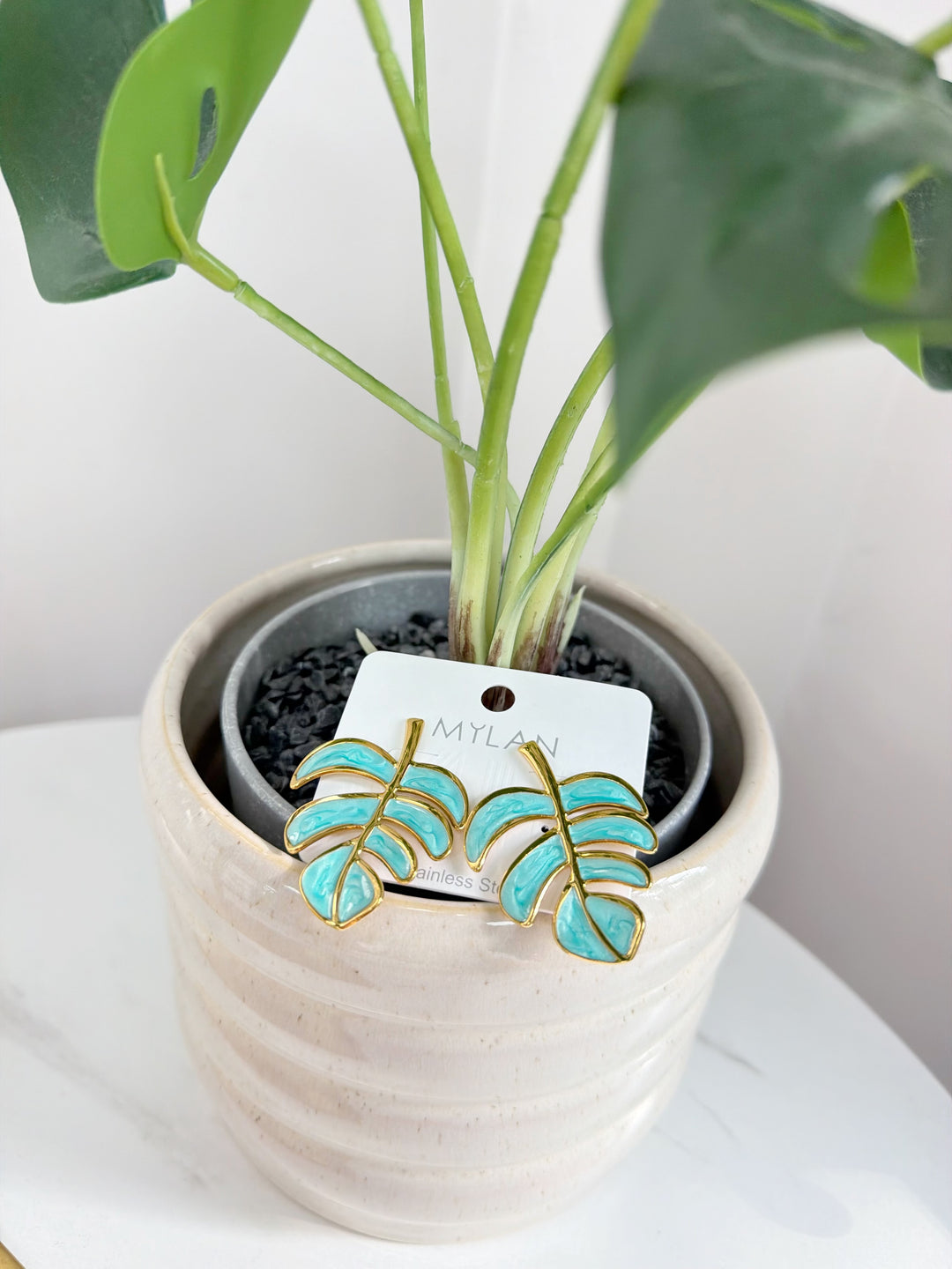 Leaf Earrings - Teal