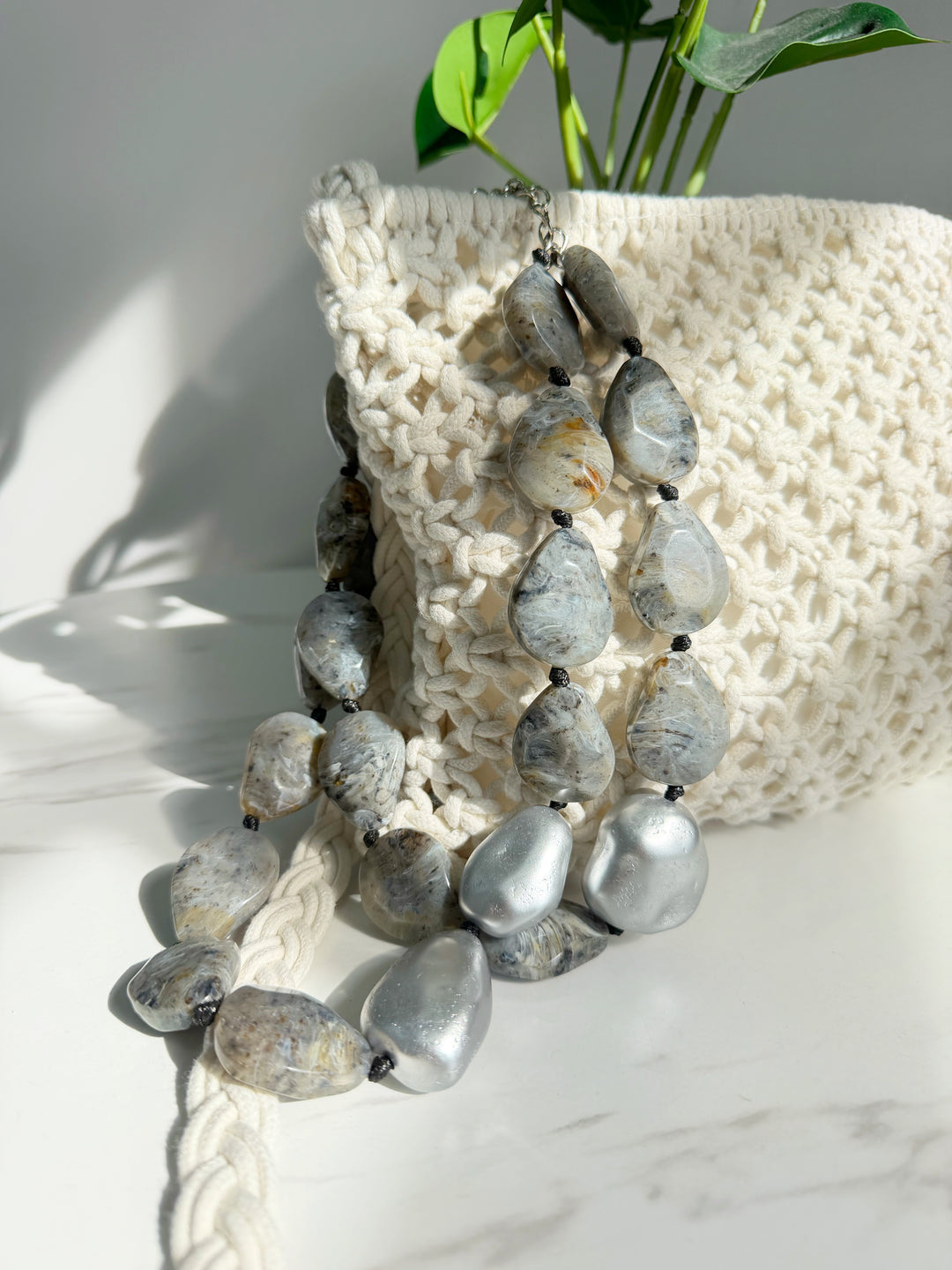 Jennifer Necklace - Grey & Silver