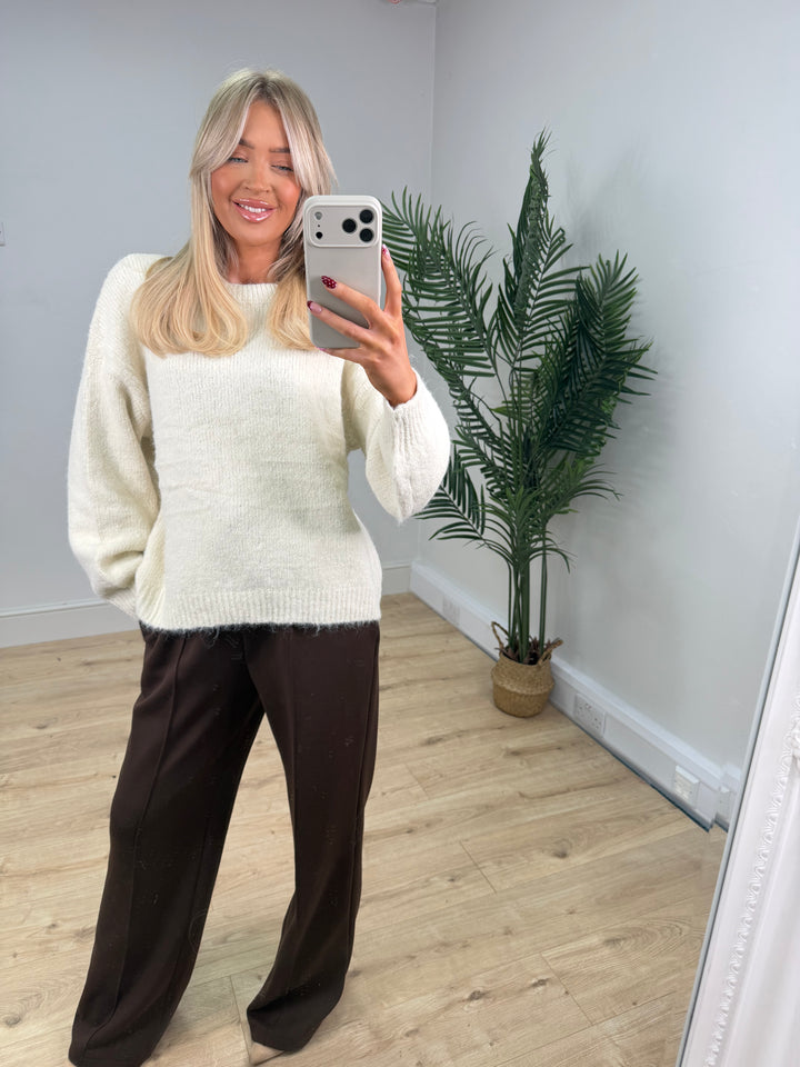 Lace Bow Back Jumper - Cream