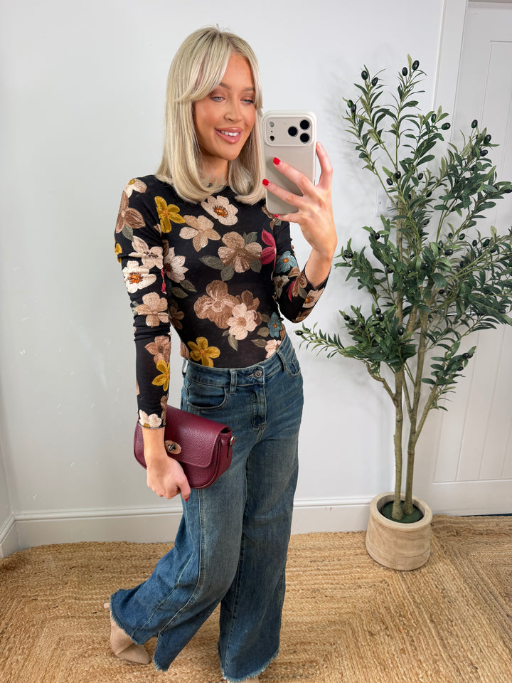 Cashmere Blend Top - Floral