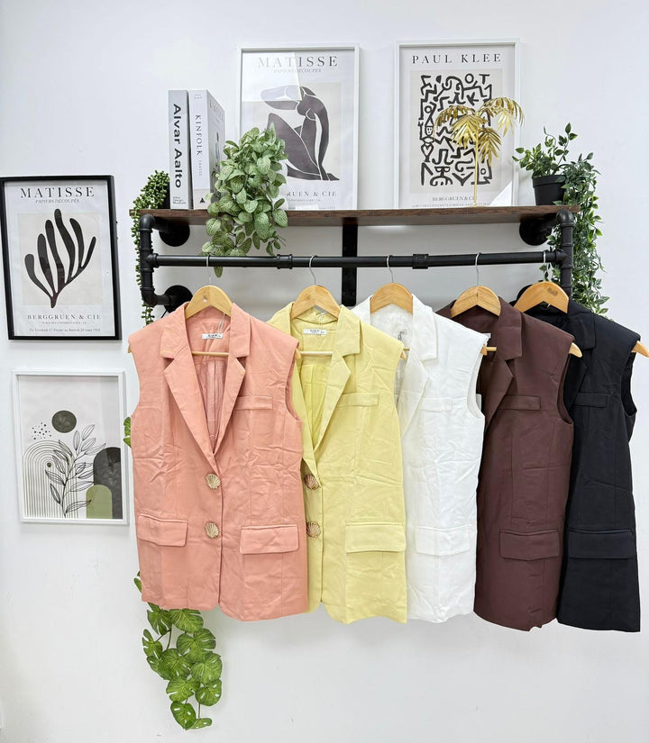 Shell Sleeveless Blazer - Terracotta