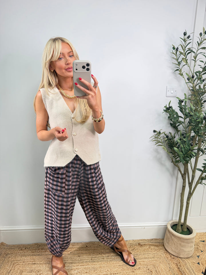 Kara Button Top - Cream