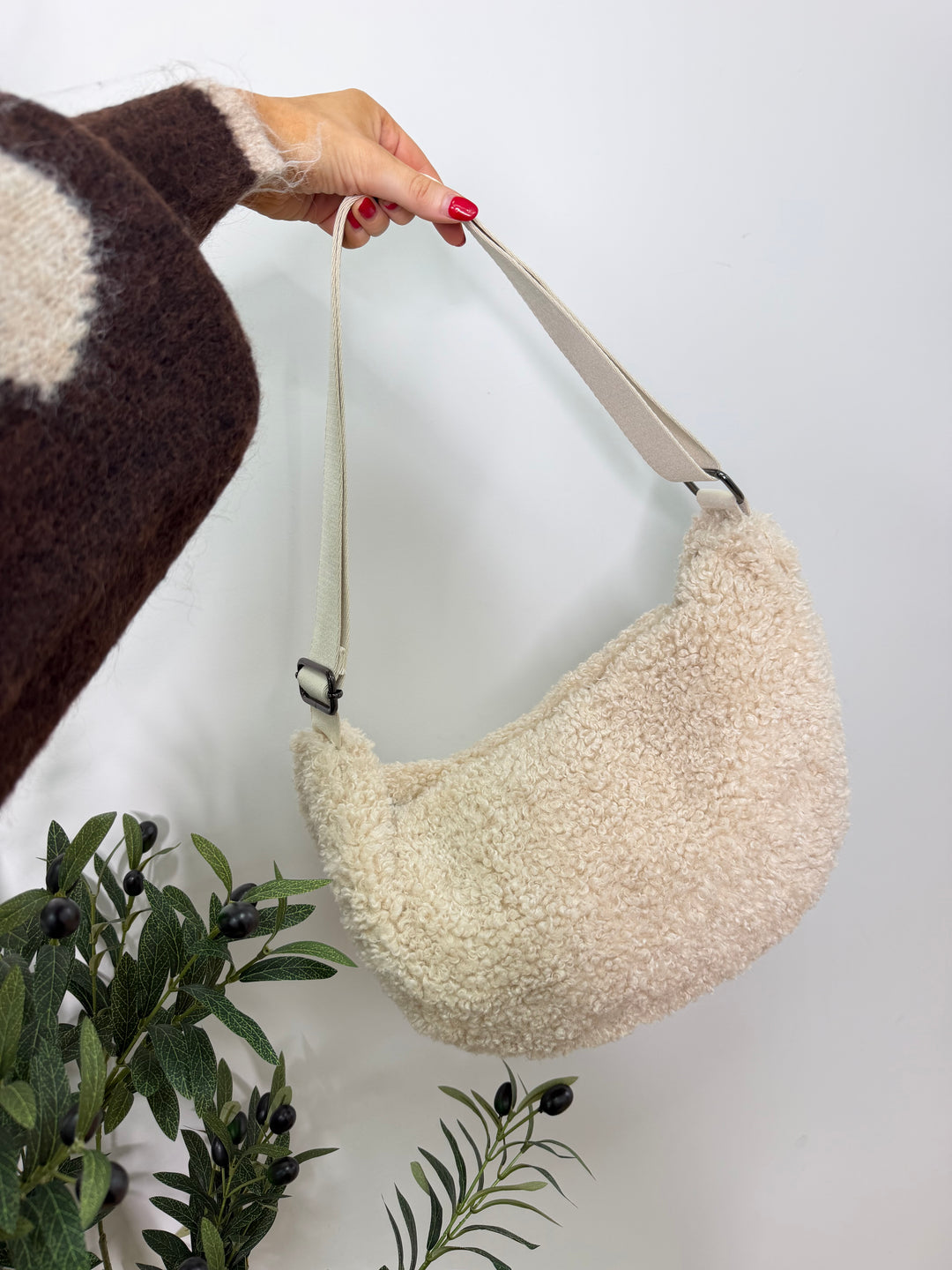 Large Teddy Sling Bag - Cream