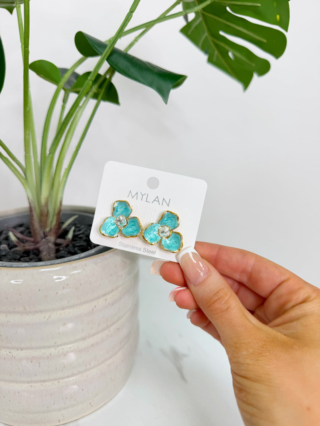 Flower Earrings - Teal