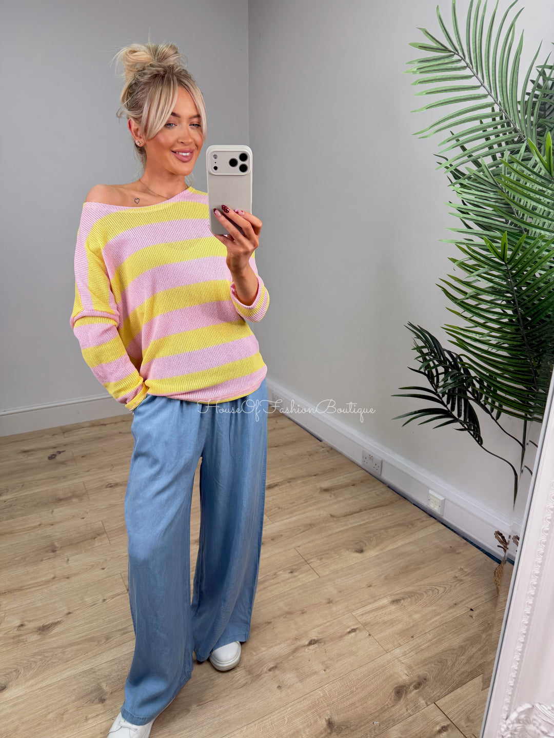 Chloe Crochet Top - Lemon & Pink