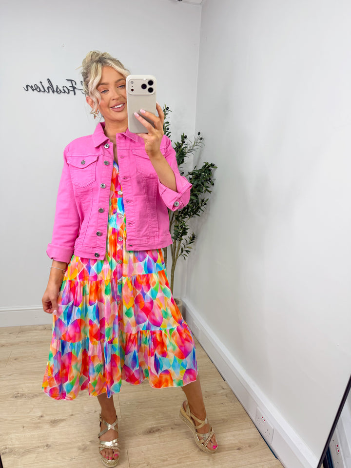 Stretch Denim Jacket - Pink