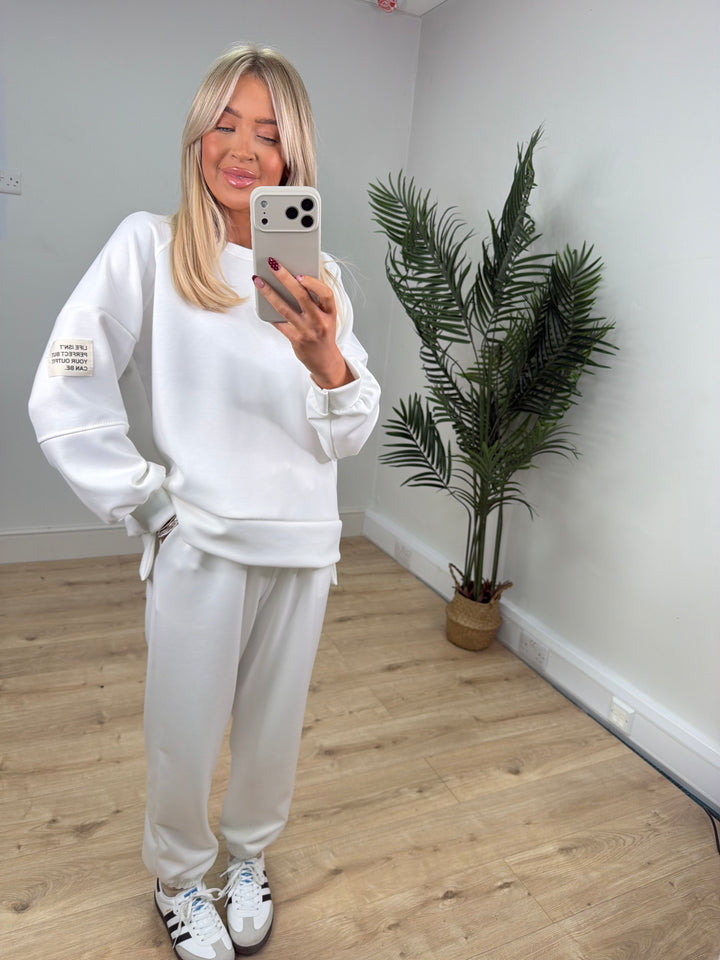 Slogan Patch Loungewear - White