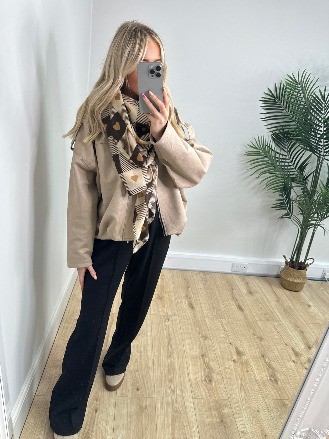 Brianna Suede Bomber - Cream