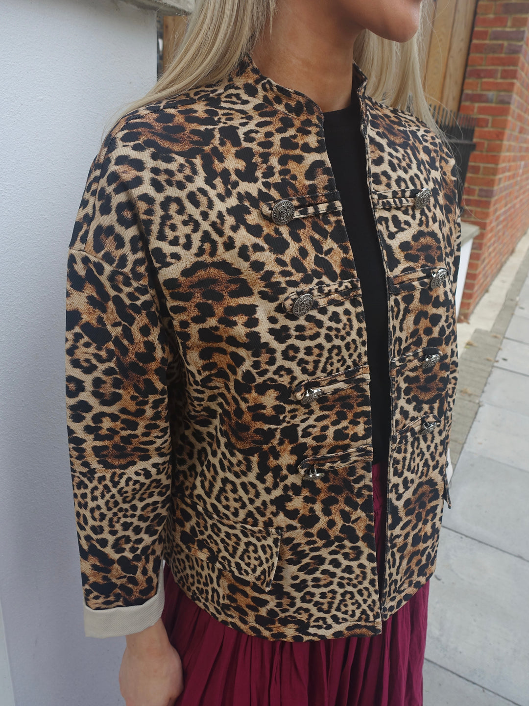 Leopard Military Jacket - Tan
