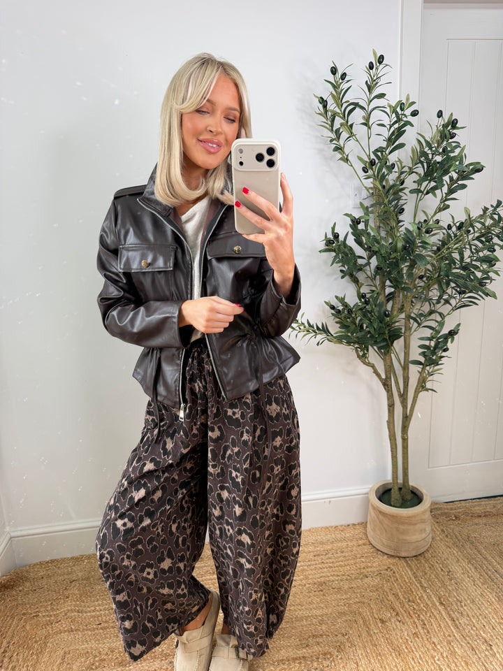Scarlet PU Jacket - Chocolate
