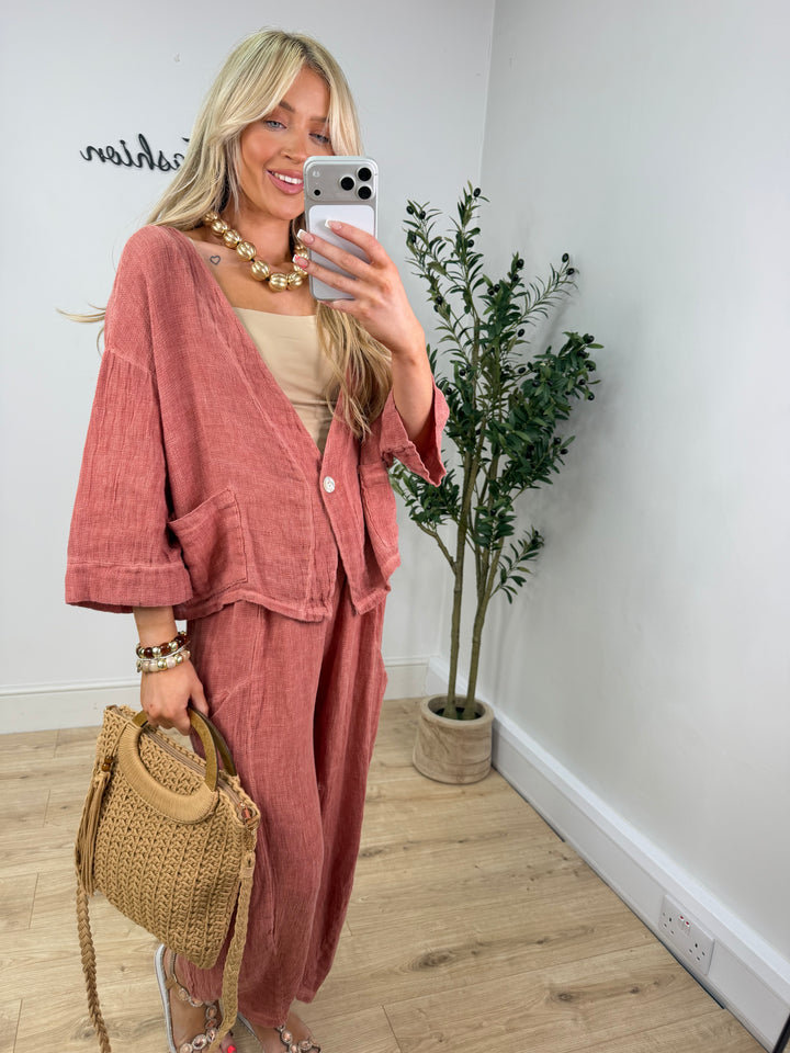 Leonie Tea Bag Cardigan - Brick