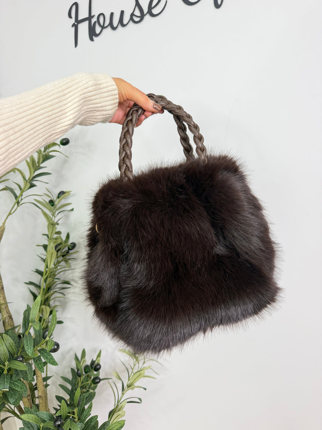 Etta Faux Fur Bag - Chocolate