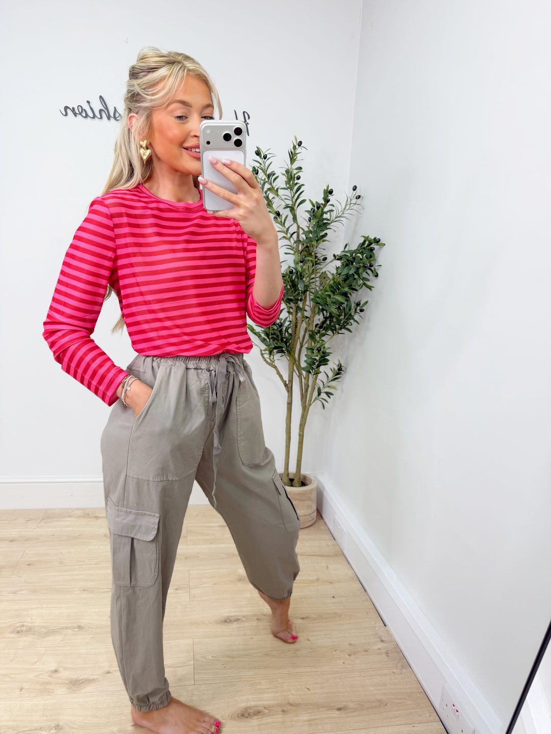 Stripe Mesh - Pink & Red