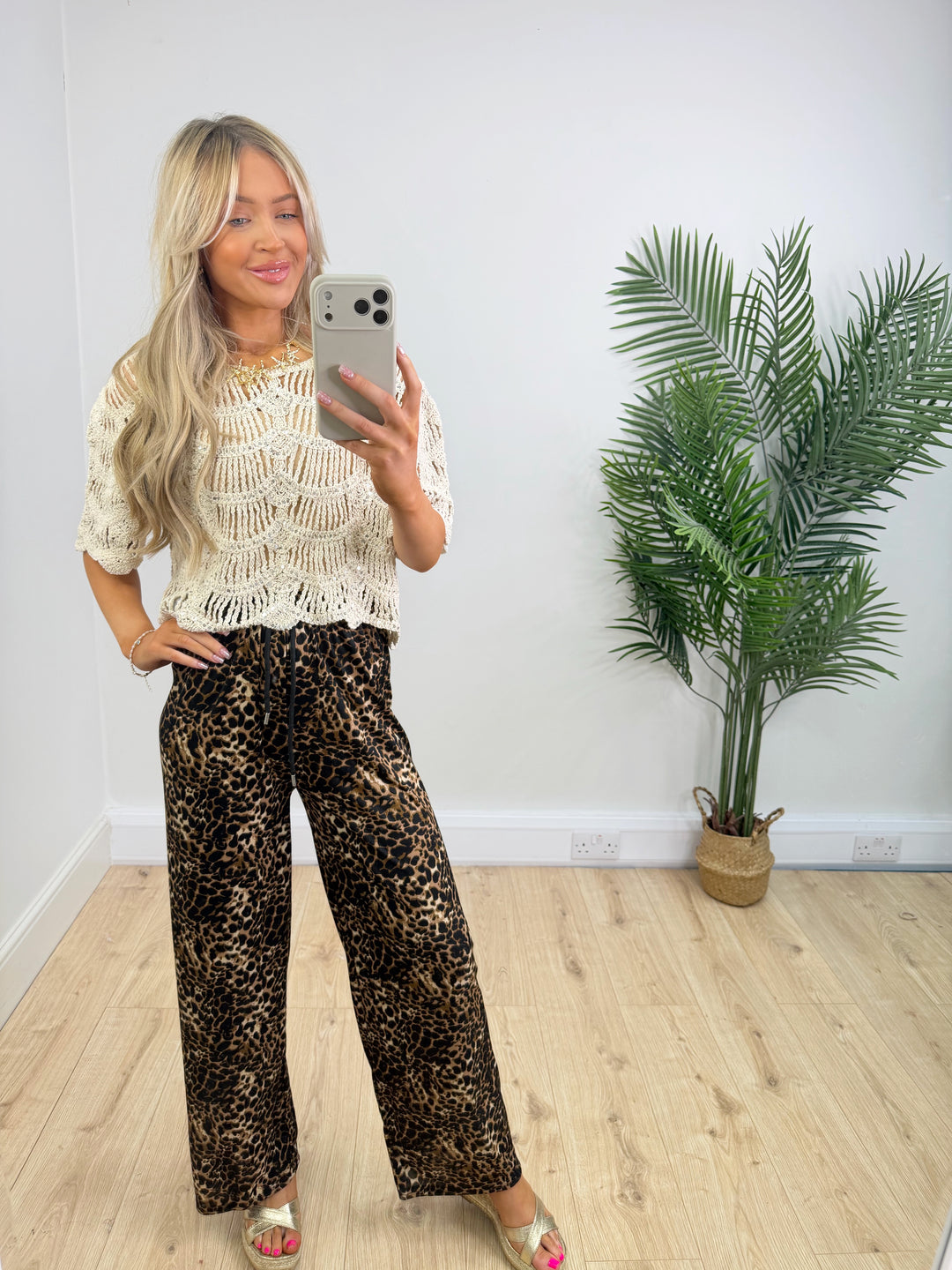 Kara Leopard Trousers - Tan & Black