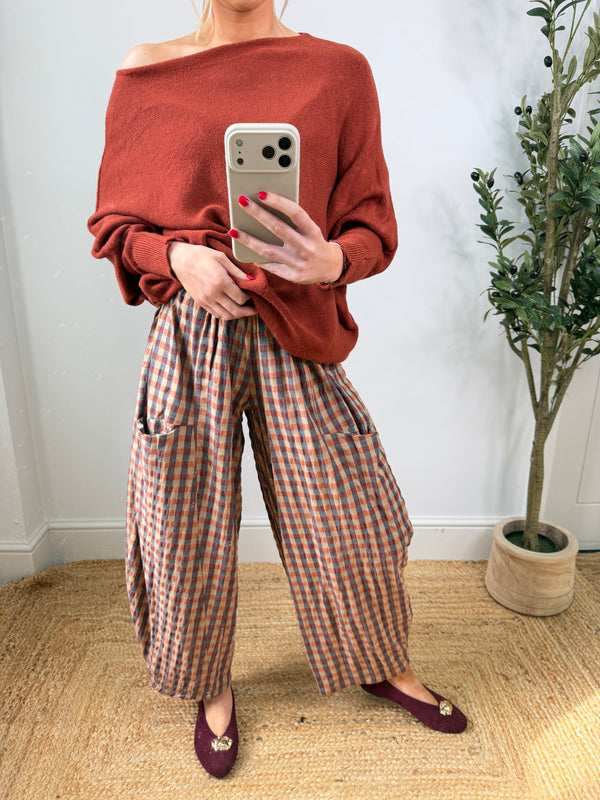Ada Pocket Gingham Barrel