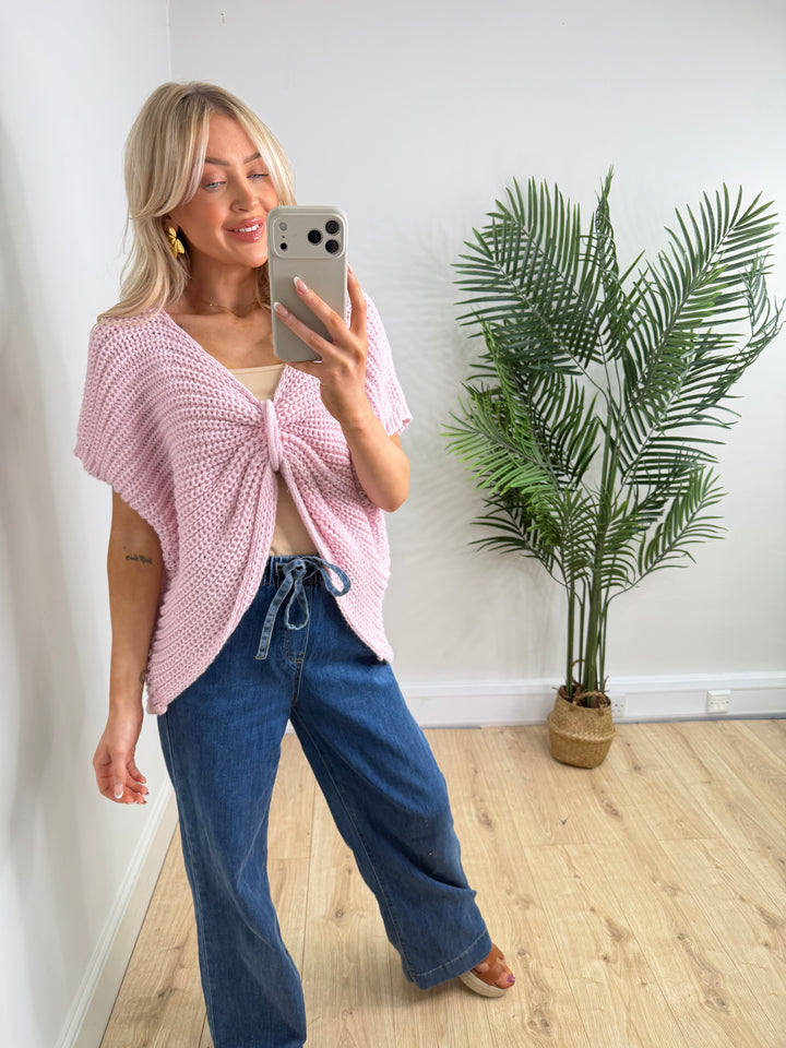 Bow Front Knit - Baby Pink