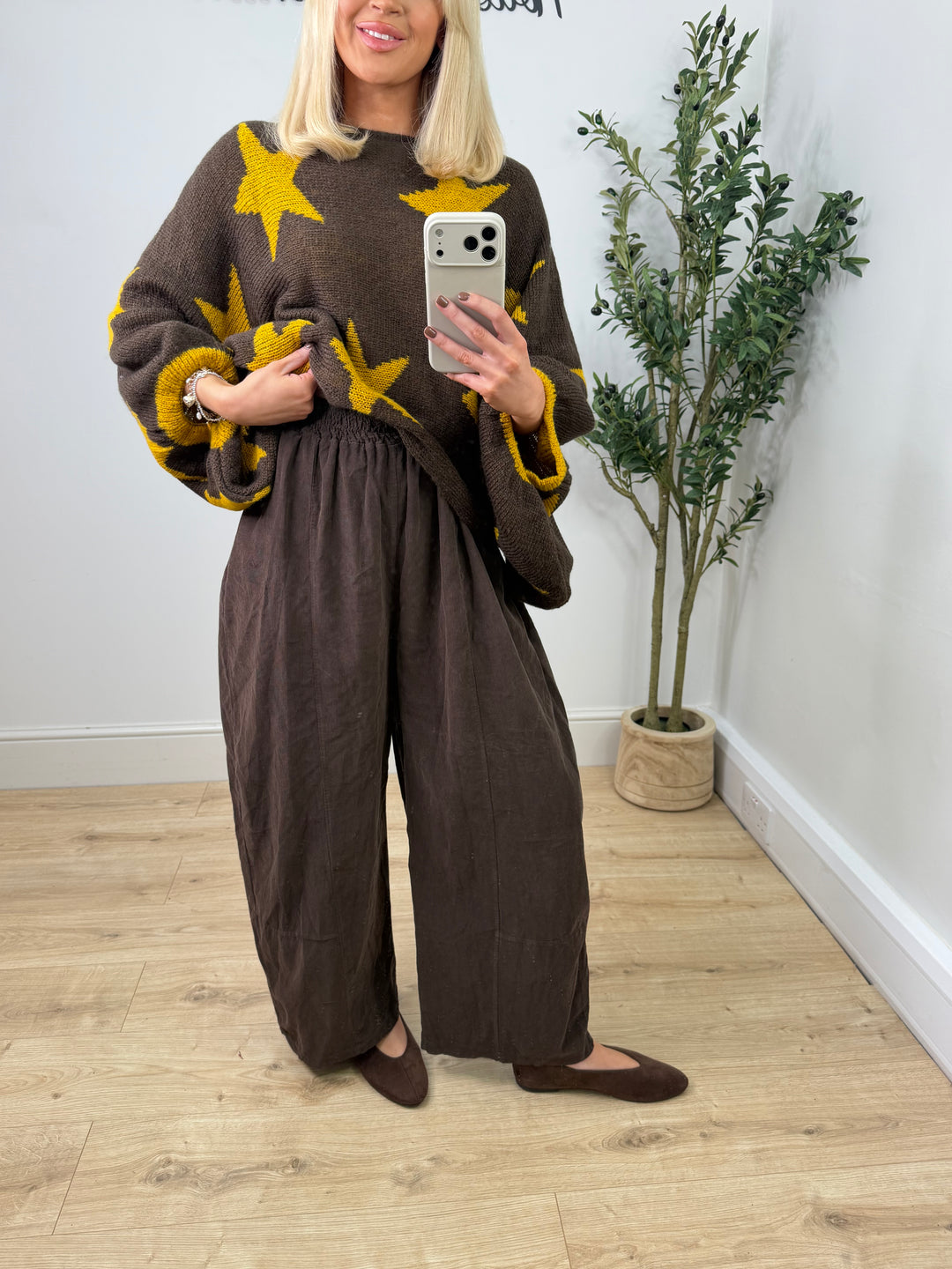 Sienna Cord Wide Leg Barrel - Chocolate