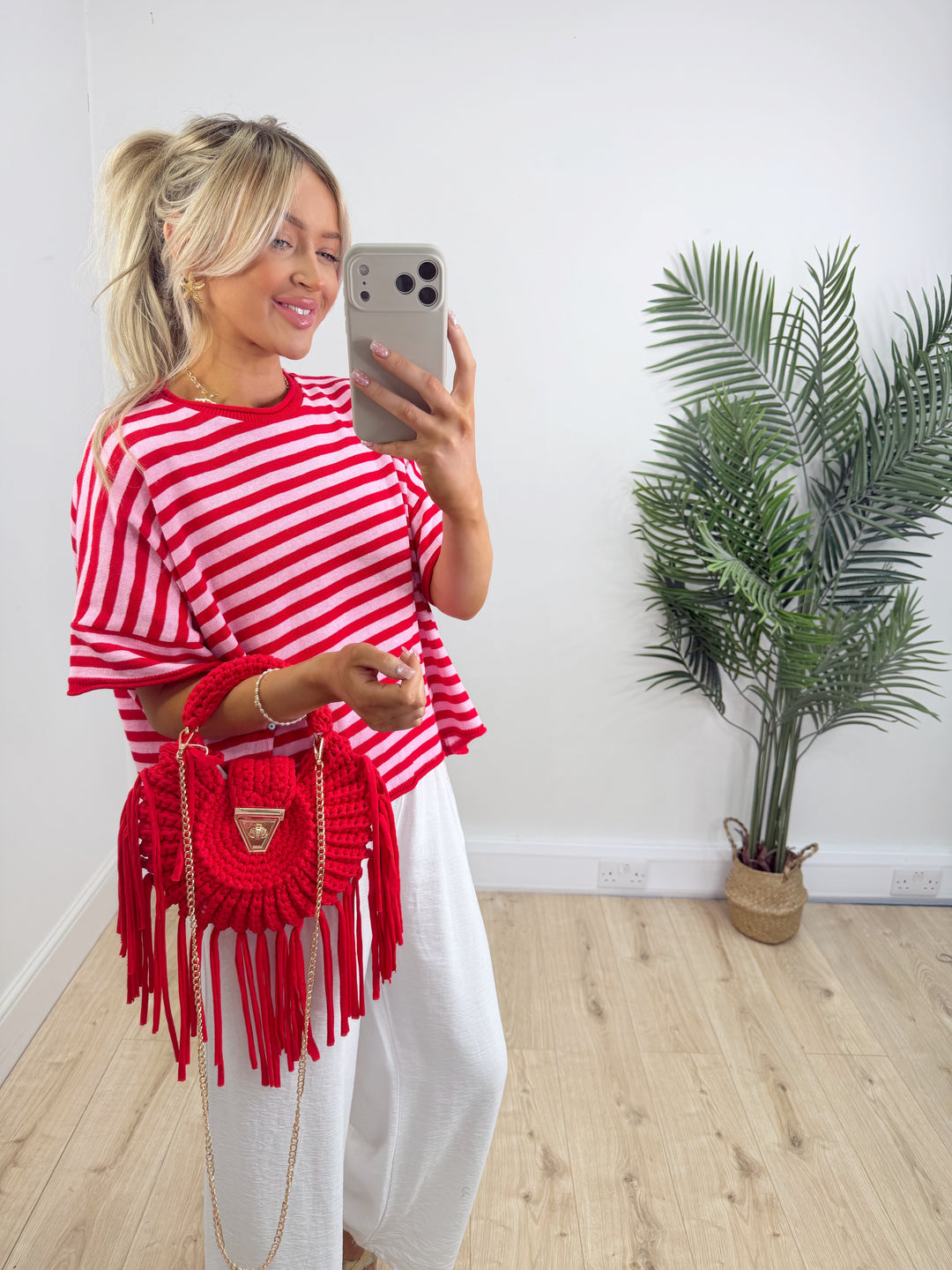 Tabitha Top - Red & Pink