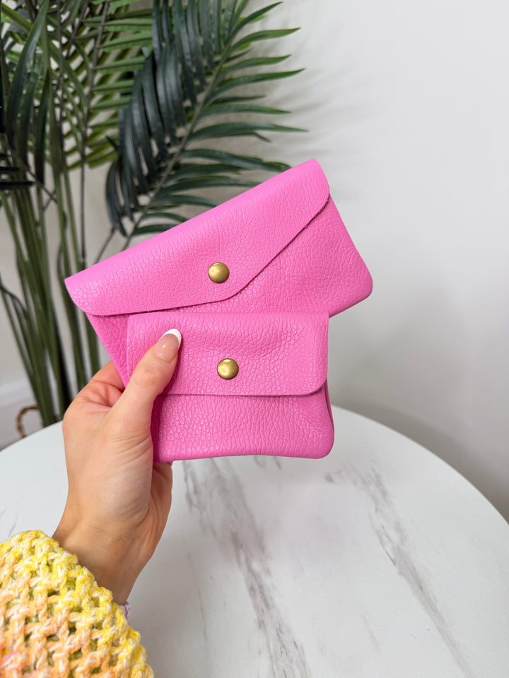 Real Leather Purse - Candy Pink