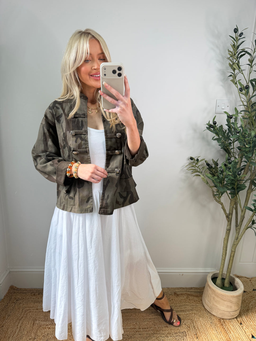 Lydia Denim Camo Jacket - Chocolate