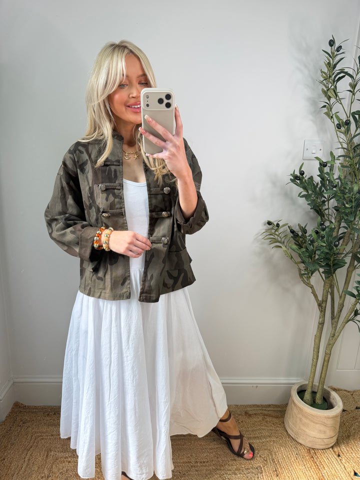 Lydia Denim Camo Jacket - Chocolate