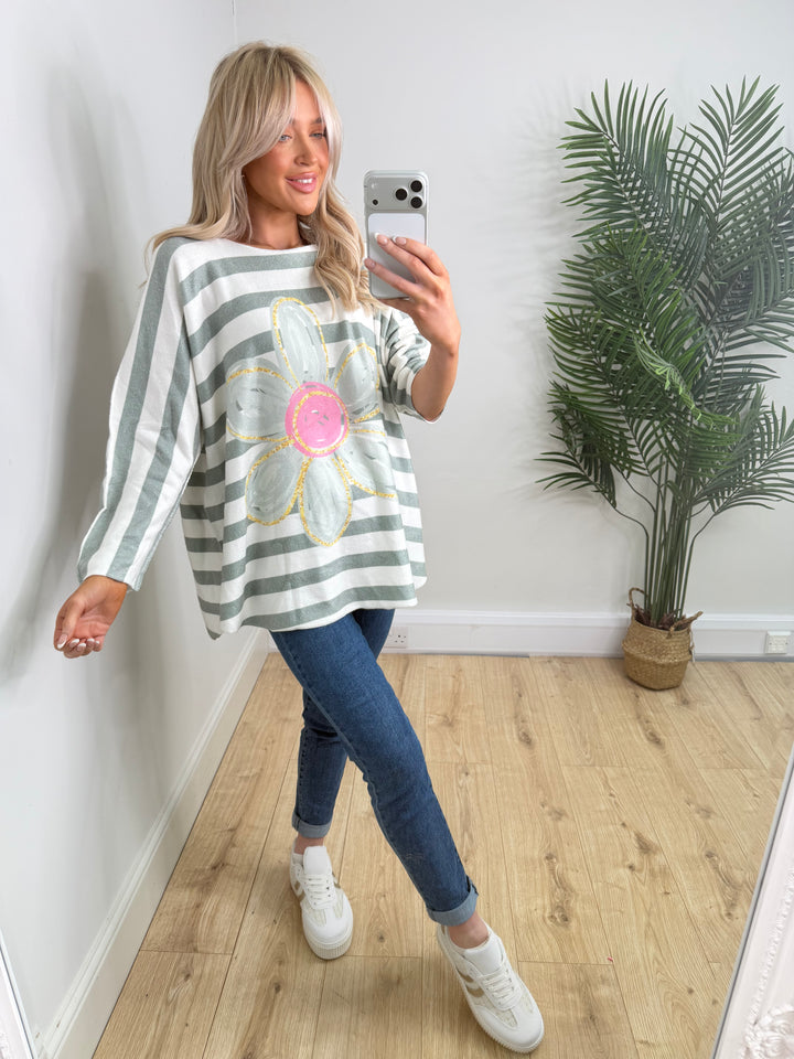 Summer Flower Knit - Khaki