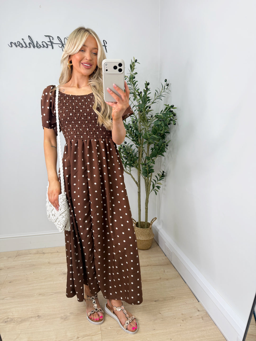Cassidy Polka Dot Dress - Chocolate
