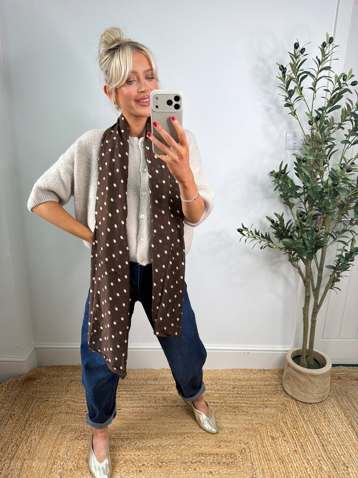 Polka Dot Scarf - Chocolate
