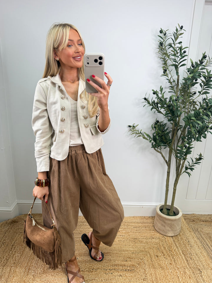 Brittany Short Suede Jacket - Cream