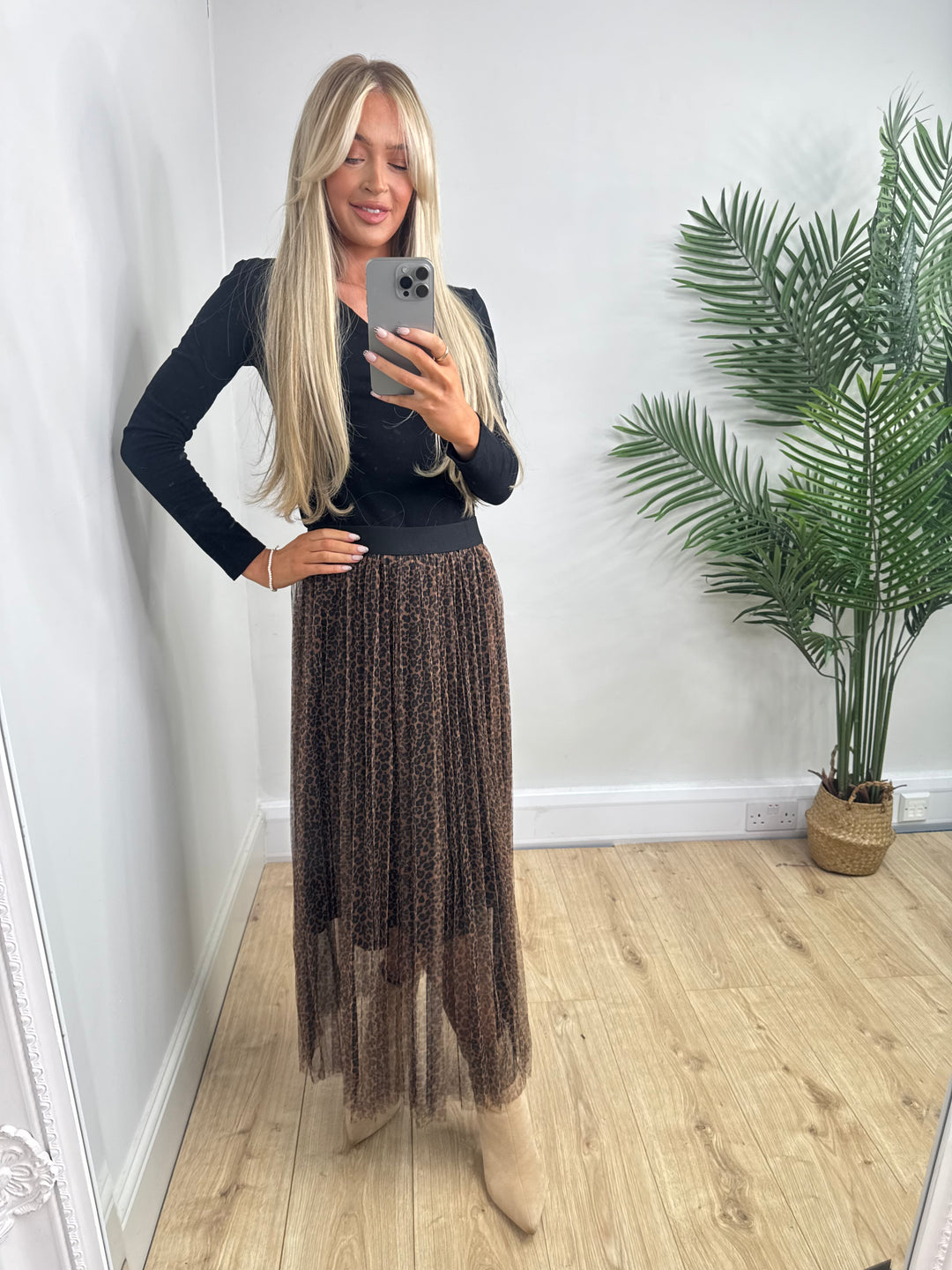 Tulle Leopard Skirt - Camel