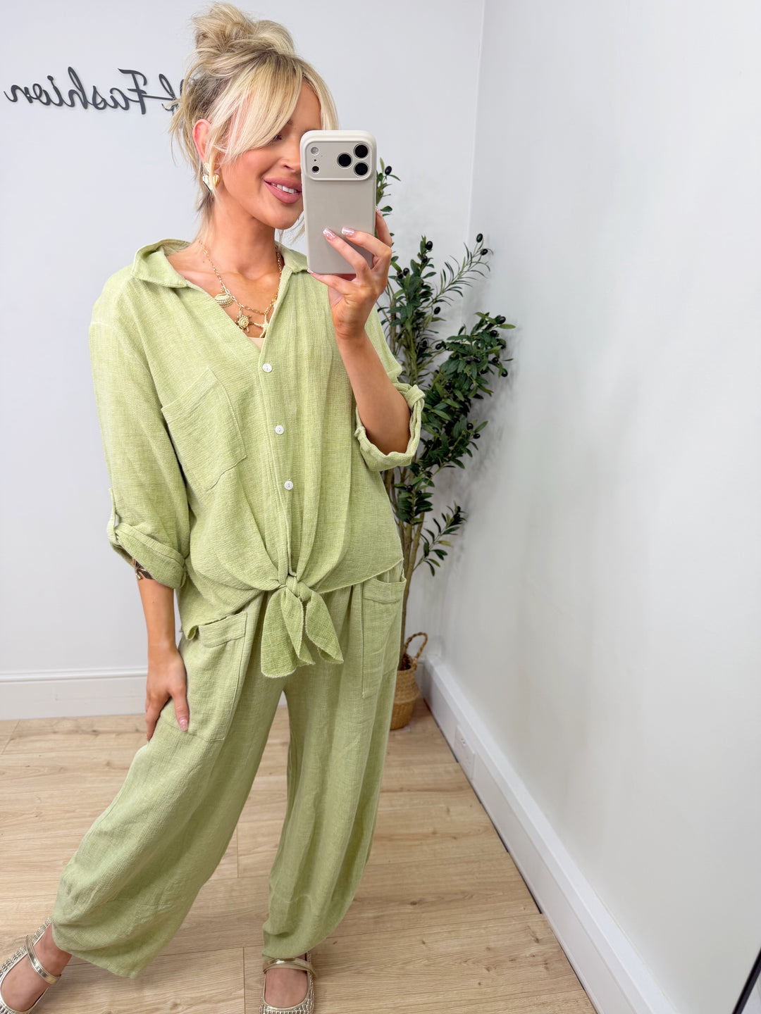 Oslo Button Shirt - Lime