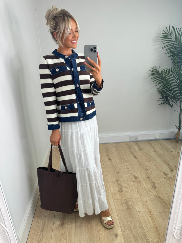 Freya Stripe Jacket - Chocolate