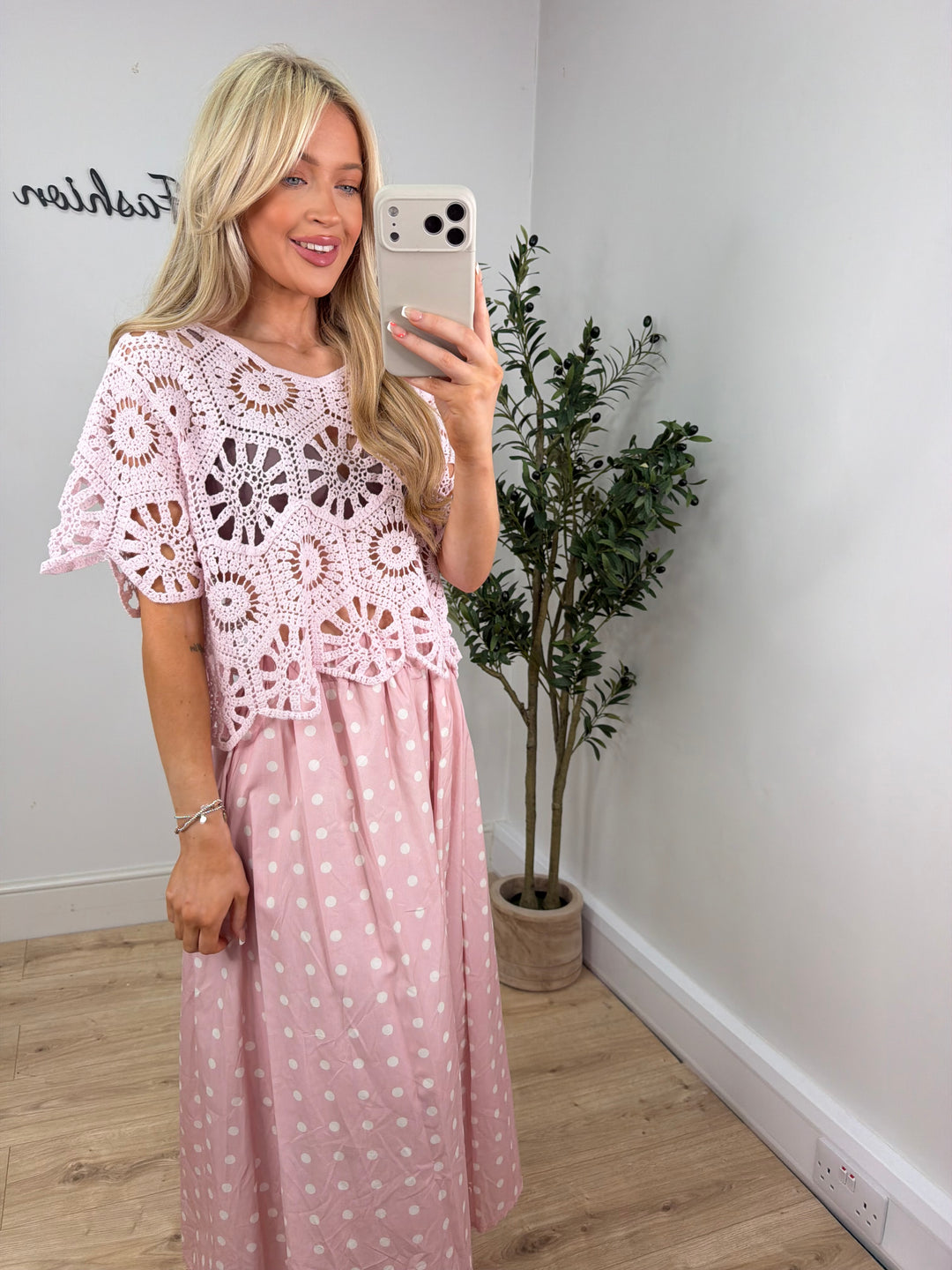 Louisa Crochet Top - Pink