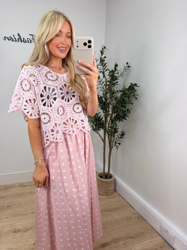 Louisa Crochet Top - Pink