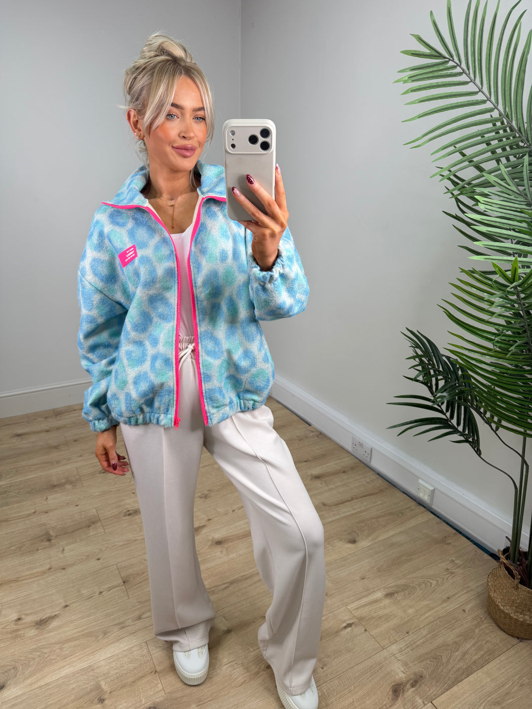 Arabella Leopard Jacket - Baby blue