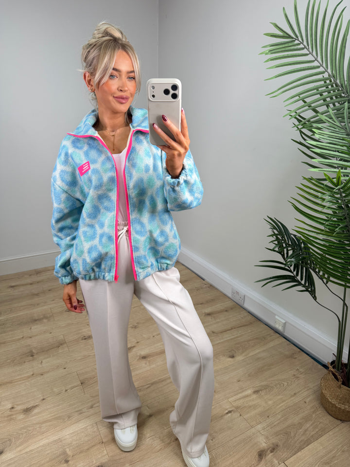 Arabella Leopard Jacket - Baby blue
