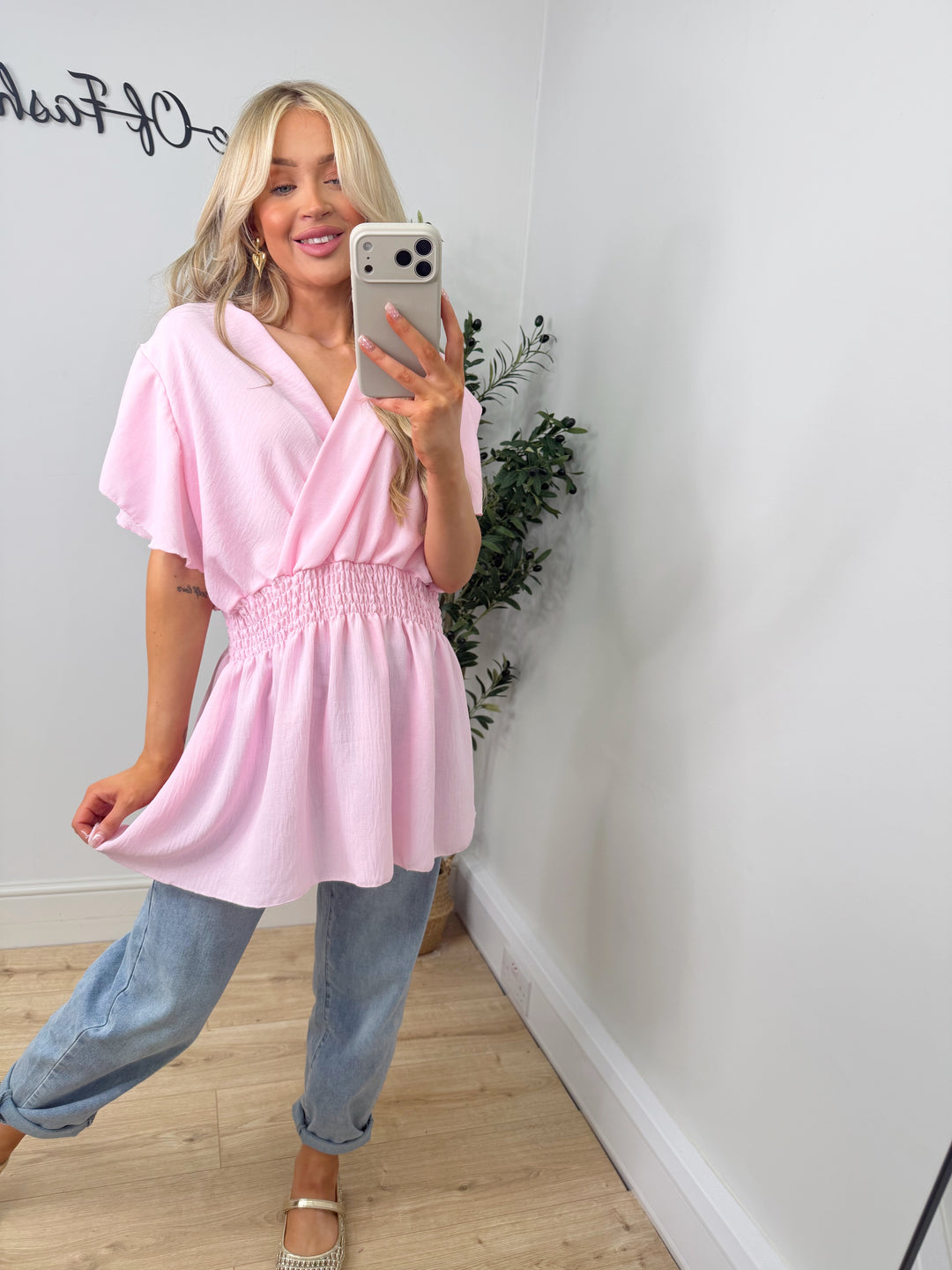 Phoenix Wrap Top - Baby Pink